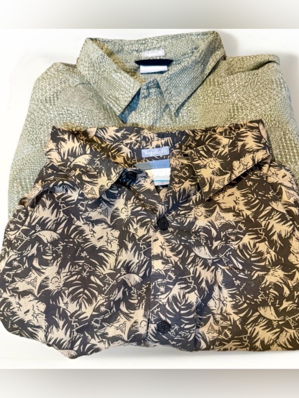 Lot Of 2 Columbia Regular Fit XL Button Up Short Sleeve Hawaiian Tropical Shirts